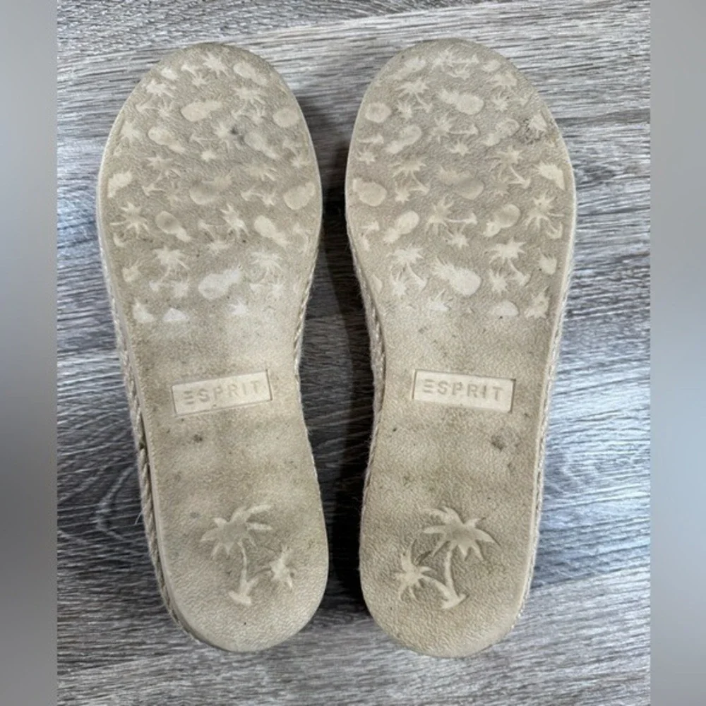 Esprit Loafer Women's 7.5 White Beige Brown Striped Shoes Espadille Noella Beach